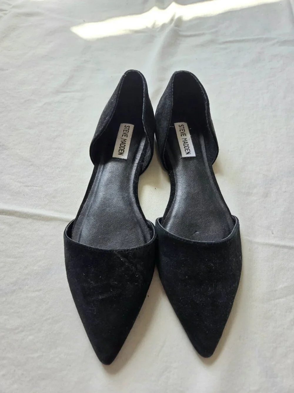 Steve Madden D'Orsay black suede pointed flat sandals